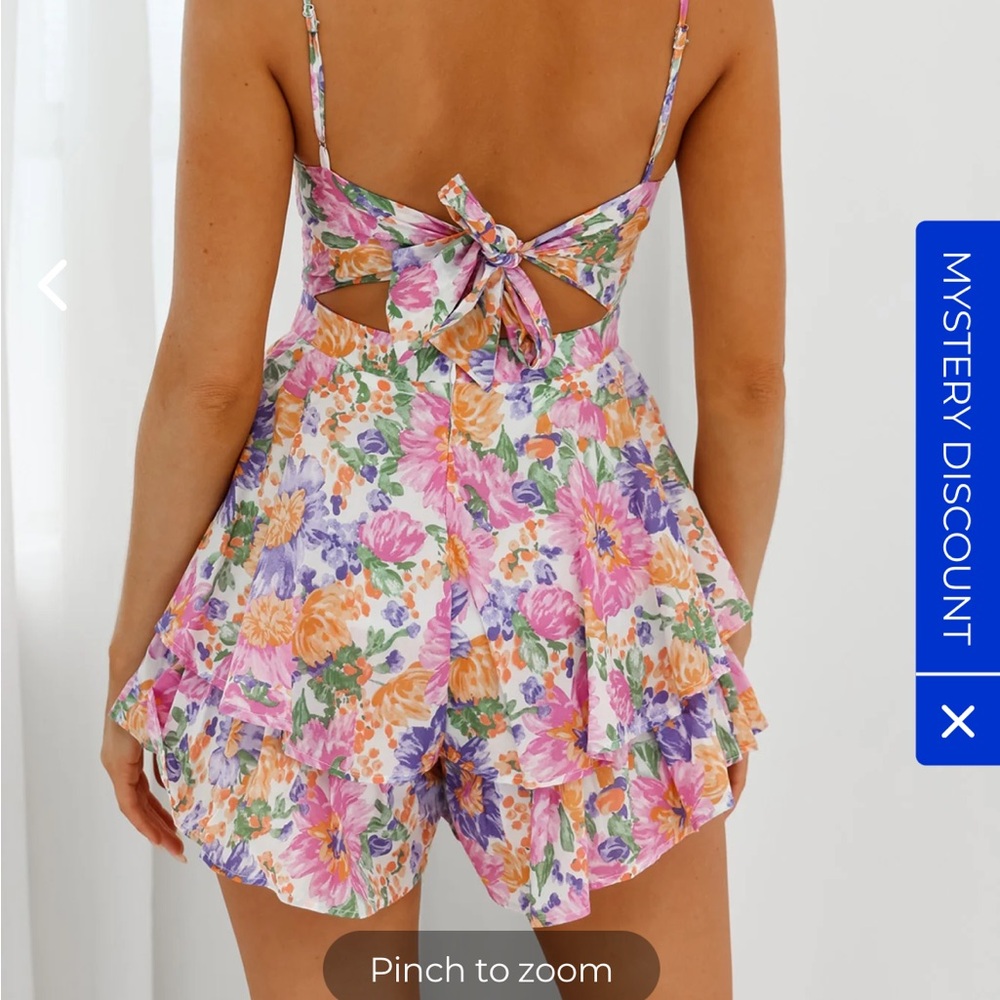 Selfie Leslie Floral Mini romper Dress - Pink and Purple - Picture 2 of 7